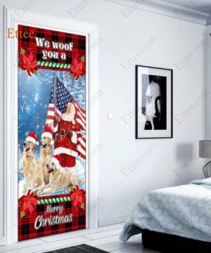 Golden Retriever & Santa Clause Door Cover, We Woof You A Merry Christmas - Ettee - active lifestyle