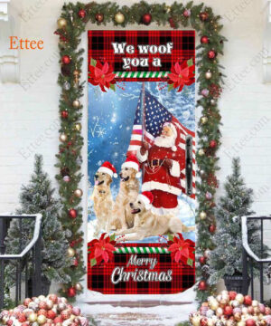 Golden Retriever & Santa Clause Door Cover, We Woof You A Merry Christmas - Ettee - active lifestyle