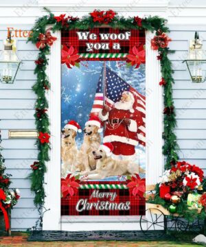 Golden Retriever & Santa Clause Door Cover, We Woof You A Merry Christmas - Ettee - active lifestyle