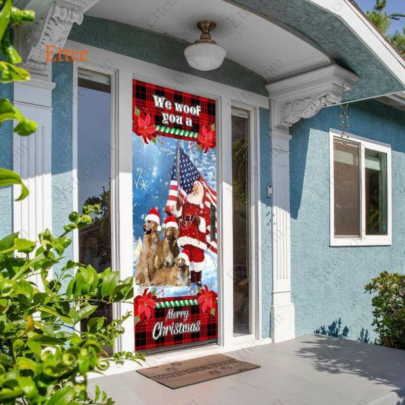 Golden Retriever & Santa Clause Door Cover, We Woof You A Merry Christmas - Ettee - active lifestyle