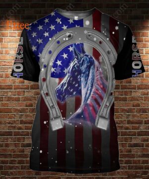 Horse American 3D Zip Unisex Hoodie, Special Gift For Horse Lovers - Ettee - 3D