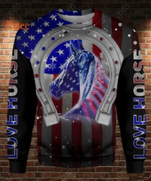 Horse American 3D Zip Unisex Hoodie, Special Gift For Horse Lovers - Ettee - 3D