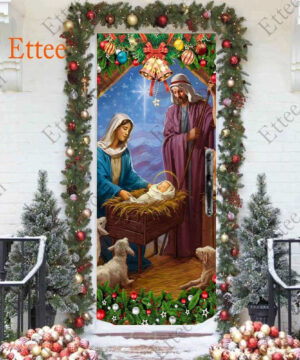 Jesus Born Christmas Door Cover, Nativity Scene For Home Decoration - Ettee - Christmas Decor