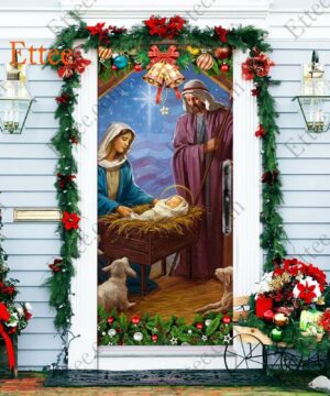 Jesus Born Christmas Door Cover, Nativity Scene For Home Decoration - Ettee - Christmas Decor