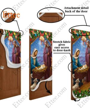 Jesus Born Christmas Door Cover, Nativity Scene For Home Decoration - Ettee - Christmas Decor