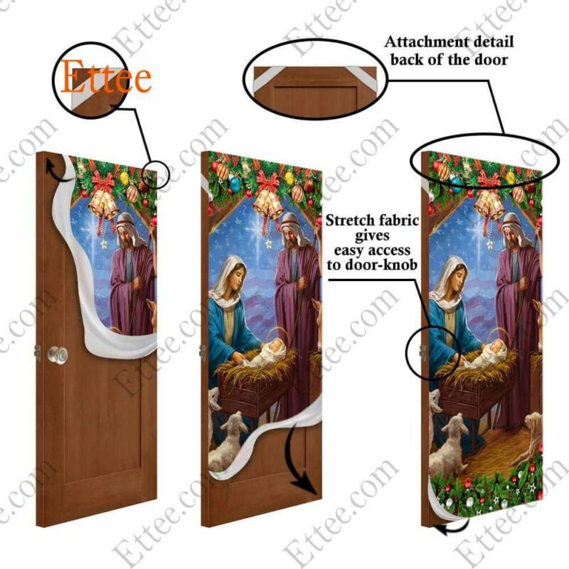 Jesus Born Christmas Door Cover, Nativity Scene For Home Decoration - Ettee - Christmas Decor