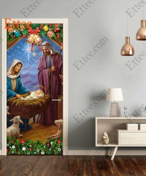 Jesus Born Christmas Door Cover, Nativity Scene For Home Decoration - Ettee - Christmas Decor