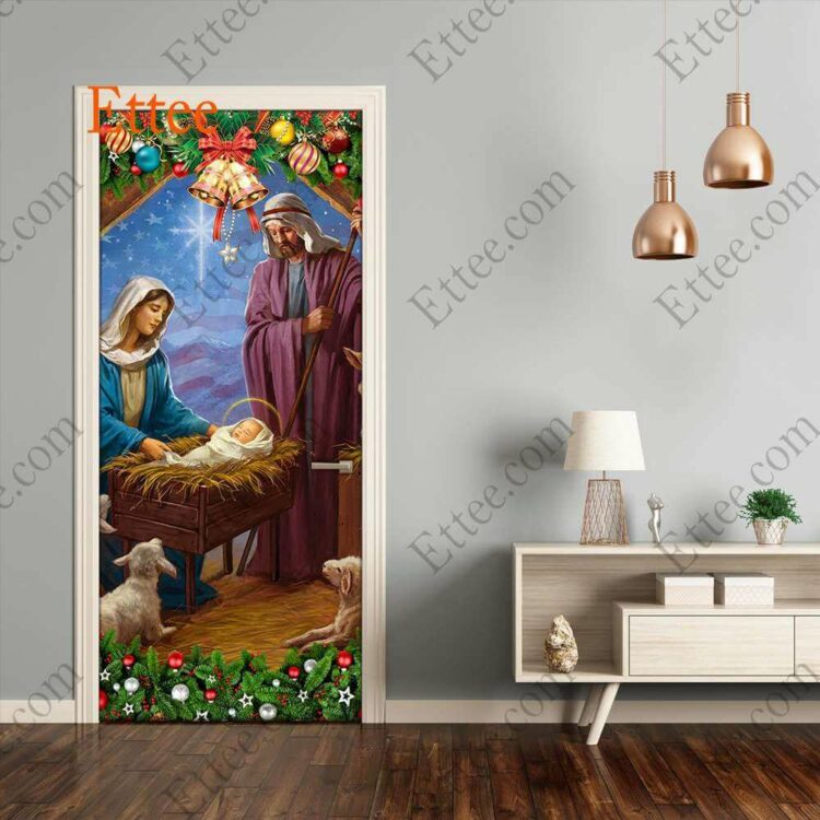 Jesus Born Christmas Door Cover, Nativity Scene For Home Decoration - Ettee - Christmas Decor