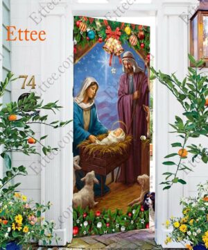 Jesus Born Christmas Door Cover, Nativity Scene For Home Decoration - Ettee - Christmas Decor