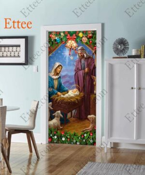 Jesus Born Christmas Door Cover, Nativity Scene For Home Decoration - Ettee - Christmas Decor