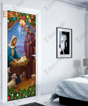 Jesus Born Christmas Door Cover, Nativity Scene For Home Decoration - Ettee - Christmas Decor