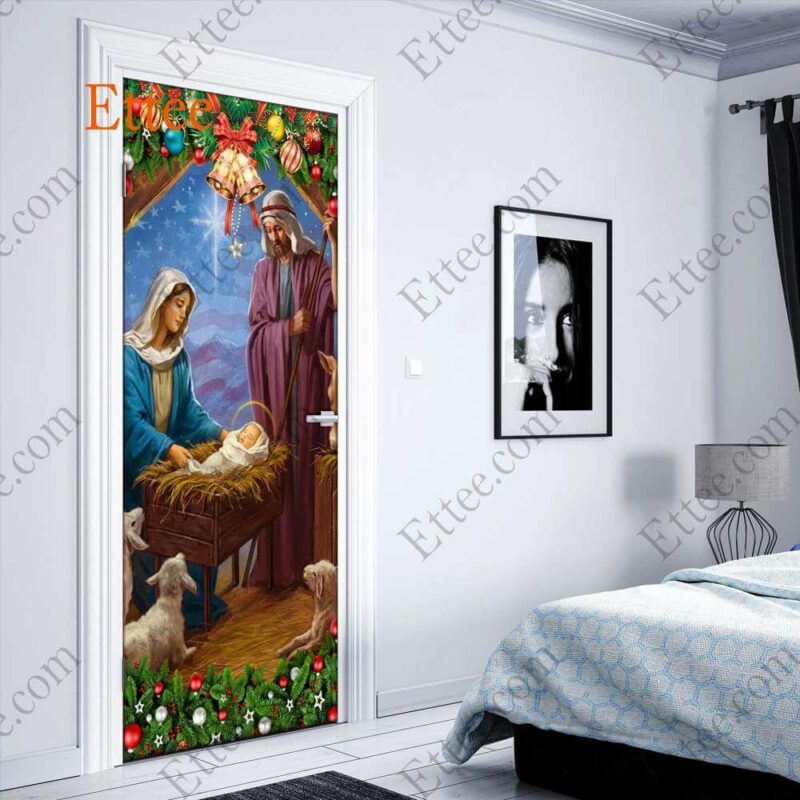 Jesus Born Christmas Door Cover, Nativity Scene For Home Decoration - Ettee - Christmas Decor