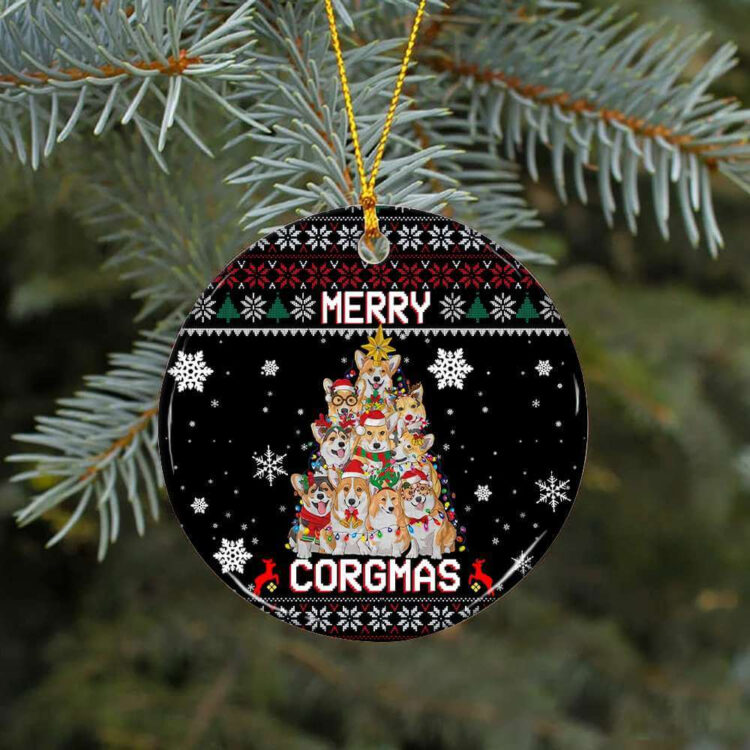 Merry Corgmas Ceramic Ornament, Corgi Dog Gift For 2022 - Ettee - 2022