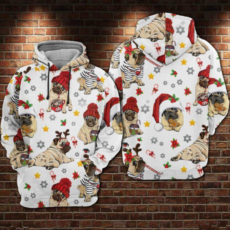 Pug 3D Unisex Hoodie, Christmas Gift For Dog Lovers - Ettee - 3D Sweater