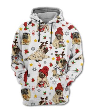 Pug 3D Unisex Hoodie, Christmas Gift For Dog Lovers - Ettee - 3D Sweater