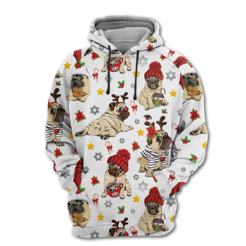 Pug 3D Unisex Hoodie, Christmas Gift For Dog Lovers - Ettee - 3D Sweater