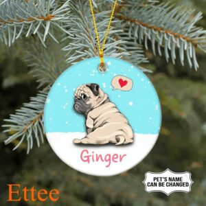 Pug Ceramic Ornament, Christmas Gift Cute Dog - Ettee - Ceramic ornament