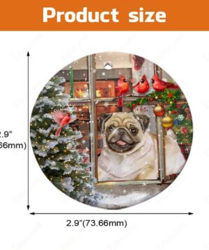 Pug Dog Sitting In Window Ceramic Ornament, Christmas 2022 Gift - Ettee - Ceramic ornament