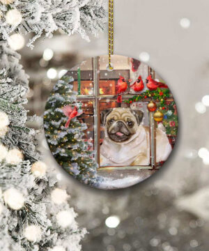 Pug Dog Sitting In Window Ceramic Ornament, Christmas 2022 Gift - Ettee - Ceramic ornament