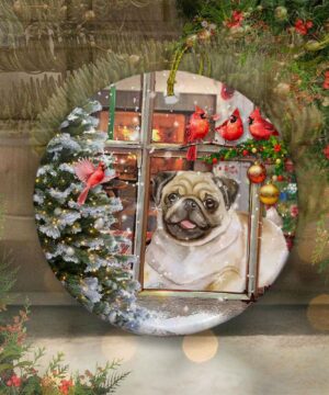 Pug Dog Sitting In Window Ceramic Ornament, Christmas 2022 Gift - Ettee - Ceramic ornament