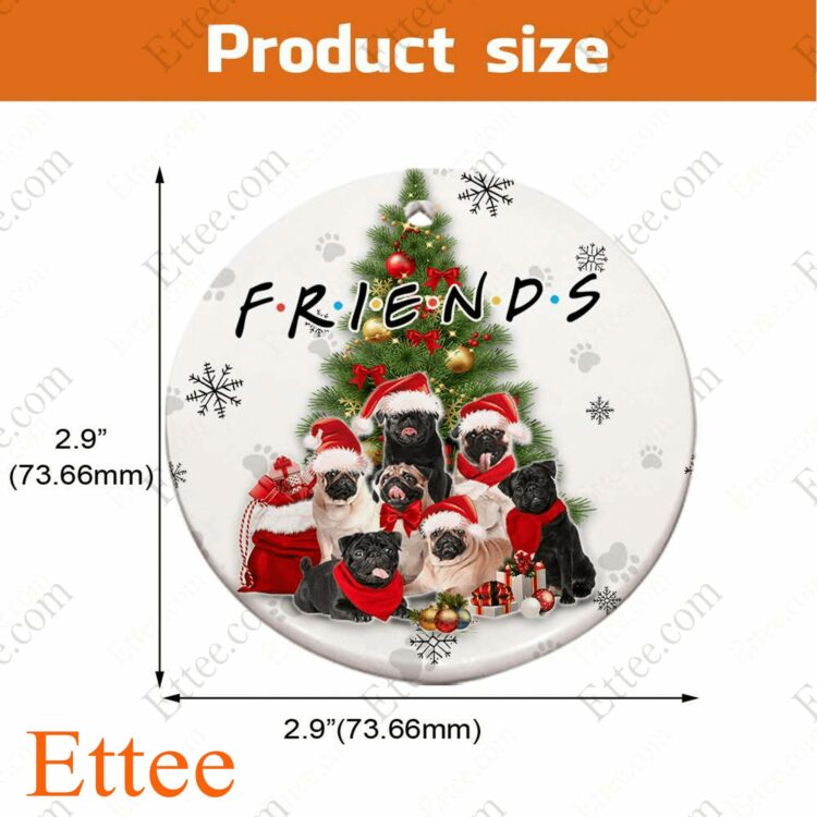 Pug Friends Ceramic Ornament, Christmas Gift Dog Lover - Ettee - Ceramic ornament
