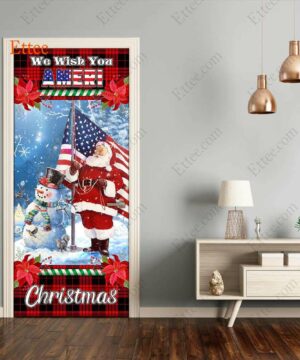 Santa Clause US Door Cover, We Wish You Ameri Christmas - Ettee - 2022 door cover