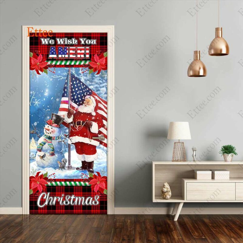 Santa Clause US Door Cover, We Wish You Ameri Christmas - Ettee - 2022 door cover