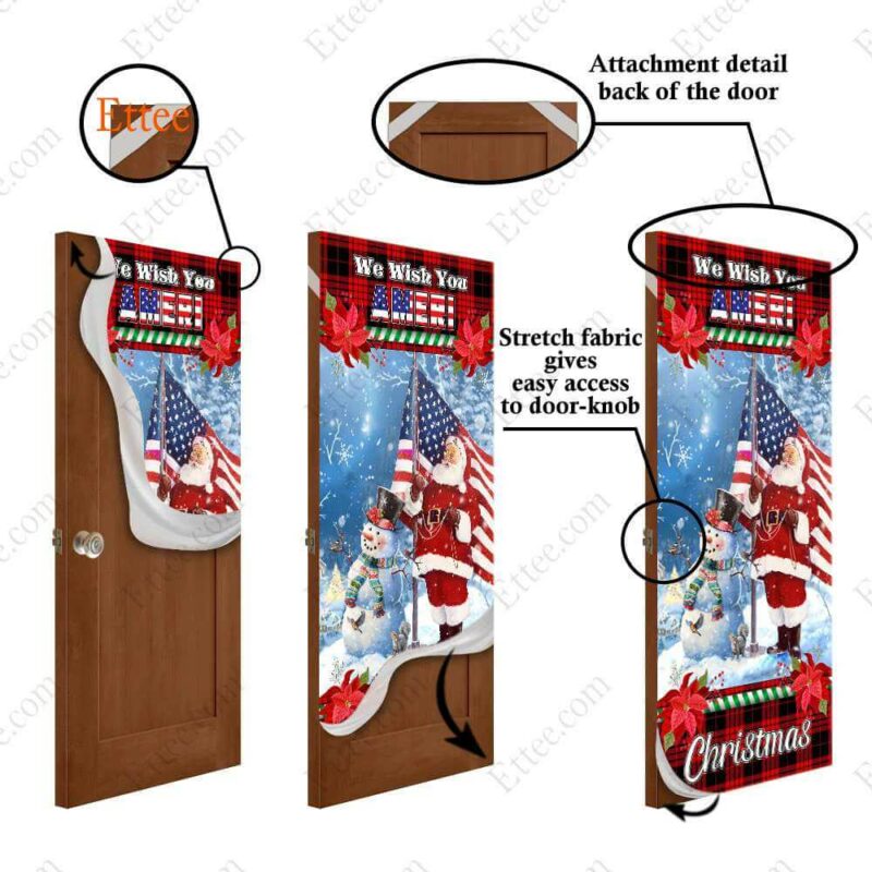 Santa Clause US Door Cover, We Wish You Ameri Christmas - Ettee - 2022 door cover