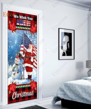 Santa Clause US Door Cover, We Wish You Ameri Christmas - Ettee - 2022 door cover