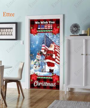 Santa Clause US Door Cover, We Wish You Ameri Christmas - Ettee - 2022 door cover