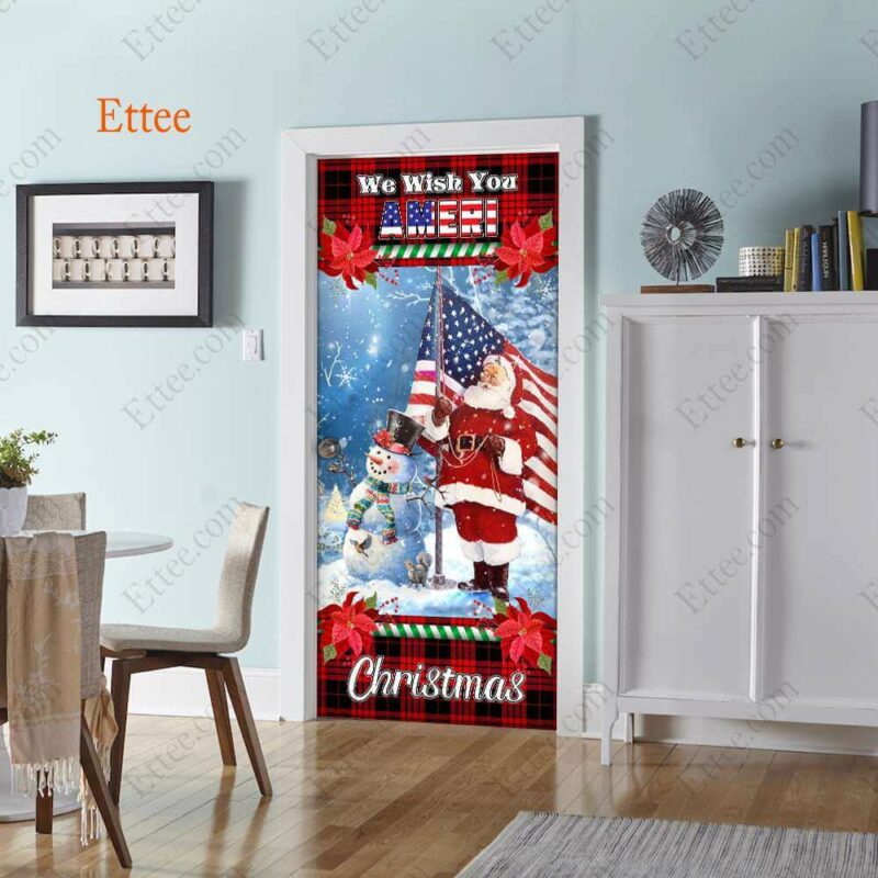 Santa Clause US Door Cover, We Wish You Ameri Christmas - Ettee - 2022 door cover