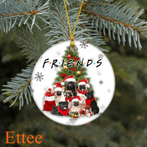 Pug Friends Ceramic Ornament, Christmas Gift Dog Lover - Ettee - Ceramic ornament