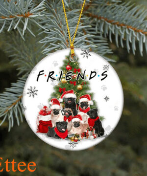 Pug Friends Ceramic Ornament, Christmas Gift Dog Lover - Ettee - Ceramic ornament