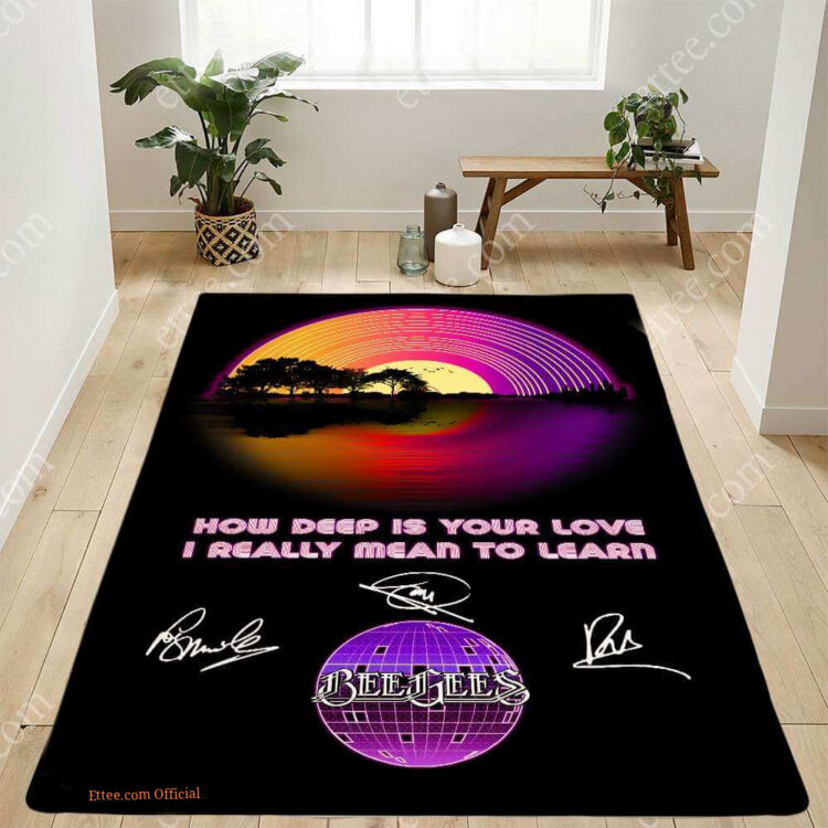 Bee Gees Band Rug, How Deep Is Your Love Retro Guitar Sunset - Ettee - band rug