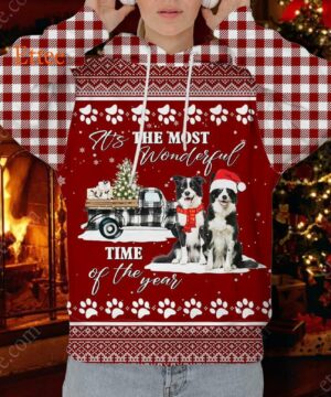 Border Collie 3D Unisex Hoodie, It's The Most Wonderful Time of The Year - Ettee - 3D