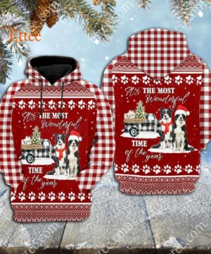 Border Collie 3D Unisex Hoodie, It's The Most Wonderful Time of The Year - Ettee - 3D