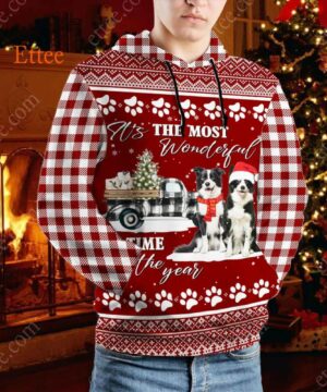 Border Collie 3D Unisex Hoodie, It's The Most Wonderful Time of The Year - Ettee - 3D