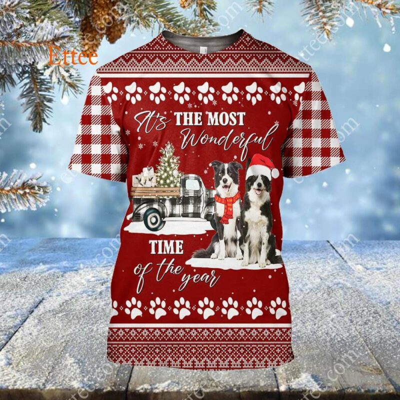 Border Collie 3D Unisex Hoodie, It's The Most Wonderful Time of The Year - Ettee - 3D