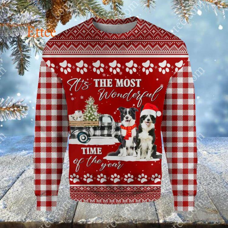 Border Collie 3D Unisex Hoodie, It's The Most Wonderful Time of The Year - Ettee - 3D