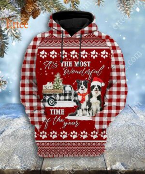 Border Collie 3D Unisex Hoodie, It's The Most Wonderful Time of The Year - Ettee - 3D