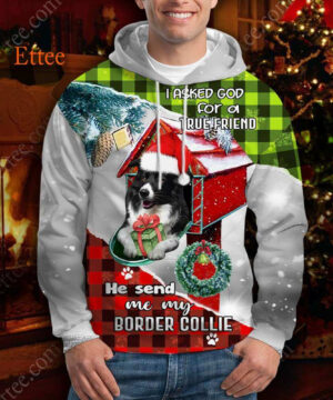 Border Collie In Mailbox 3D Unisex Hoodie, I Asked God For A True Friend - Ettee - 3D