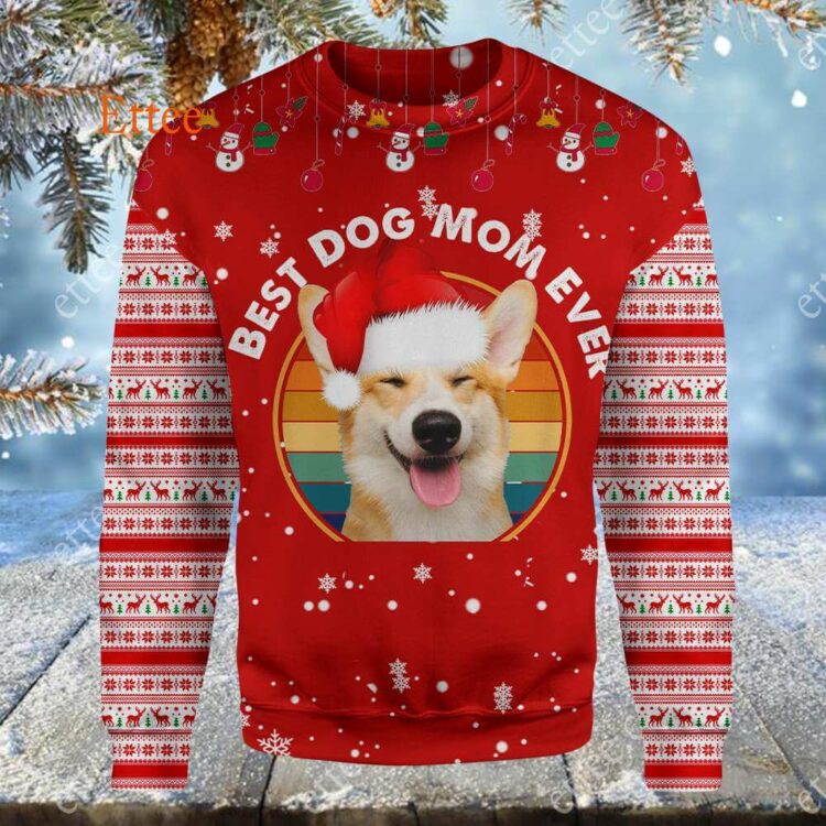 Corgi Christmas 3D Zip Hoodie, Best Dog Mom Ever - Ettee - 3D Zip Hoodie