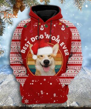 Corgi Christmas 3D Zip Hoodie, Best Dog Mom Ever - Ettee - 3D Zip Hoodie