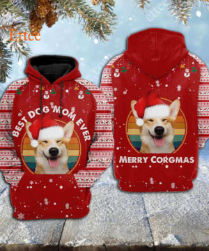 Corgi Christmas 3D Zip Hoodie, Best Dog Mom Ever - Ettee - 3D Zip Hoodie