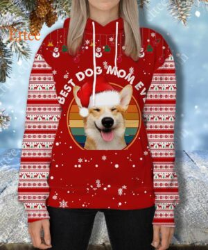 Corgi Christmas 3D Zip Hoodie, Best Dog Mom Ever - Ettee - 3D Zip Hoodie