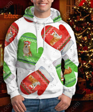 Corgi Cute Gloves Christmas 3D Unisex Hoodie - Ettee - 3D