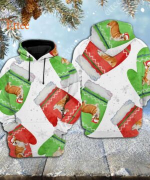 Corgi Cute Gloves Christmas 3D Unisex Hoodie - Ettee - 3D