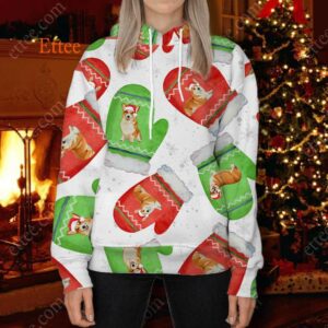 Corgi Cute Gloves Christmas 3D Unisex Hoodie - Ettee - 3D
