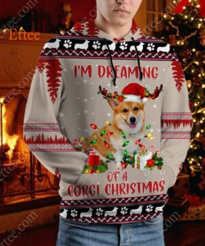 Corgi Dog 3D Hoodie, I'm Dreaming of a Corgi Christmas - Ettee - 3D Hoodie