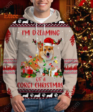 Corgi Dog 3D Hoodie, I'm Dreaming of a Corgi Christmas - Ettee - 3D Hoodie